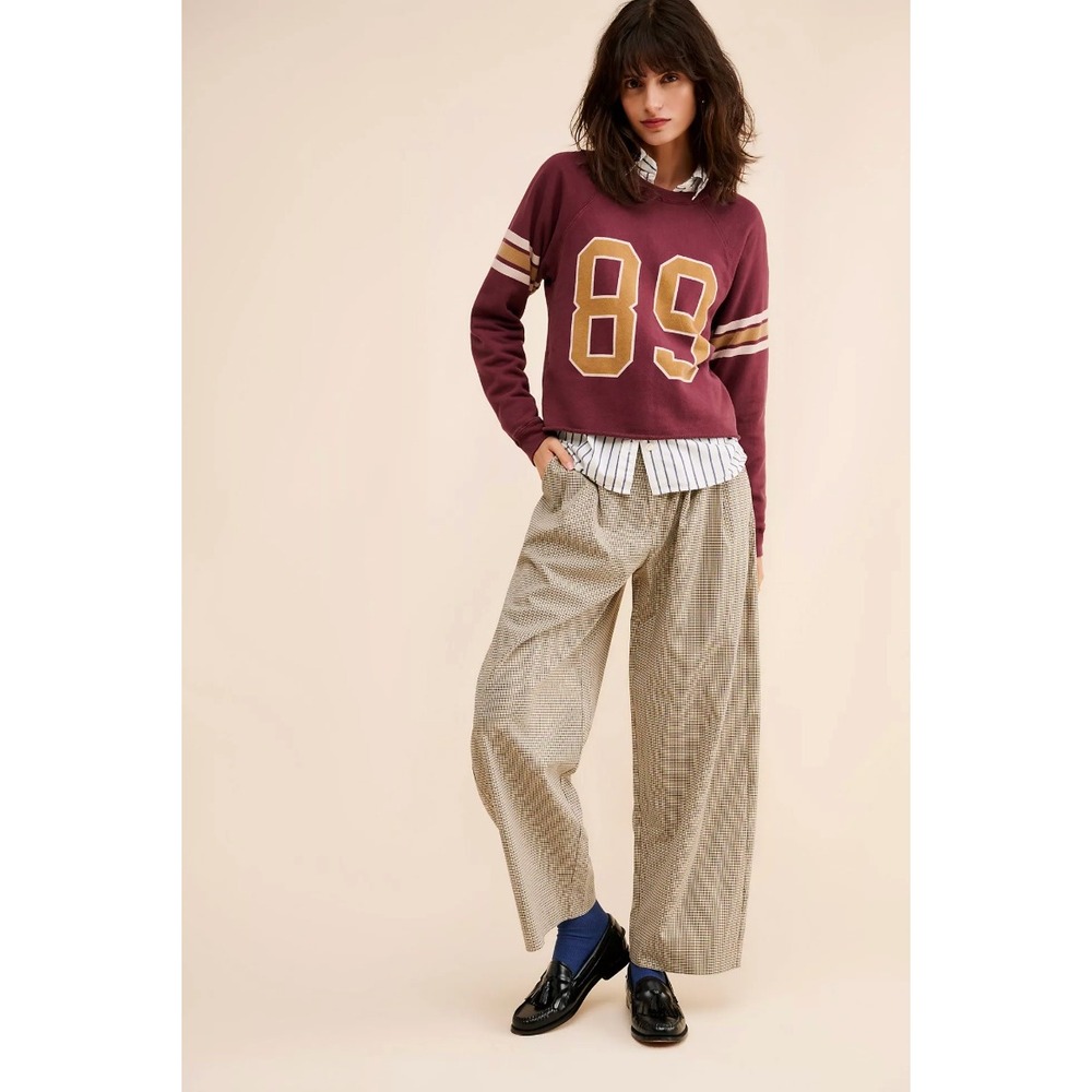 Original RetroBrand‎ Anthropologie Varsity Sweatshirt Small Red Collegiate Crop - Picture 10 of 12